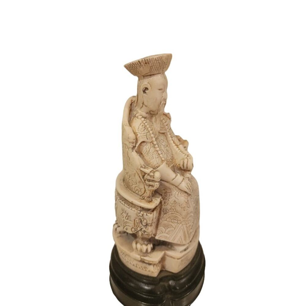 Vintage Japanese Dynasty Emperor Sculpture Ivory Home Decor - Picture 2 of 10